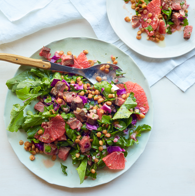 Salada de baixa caloria - Salada de Lentilha e Bife