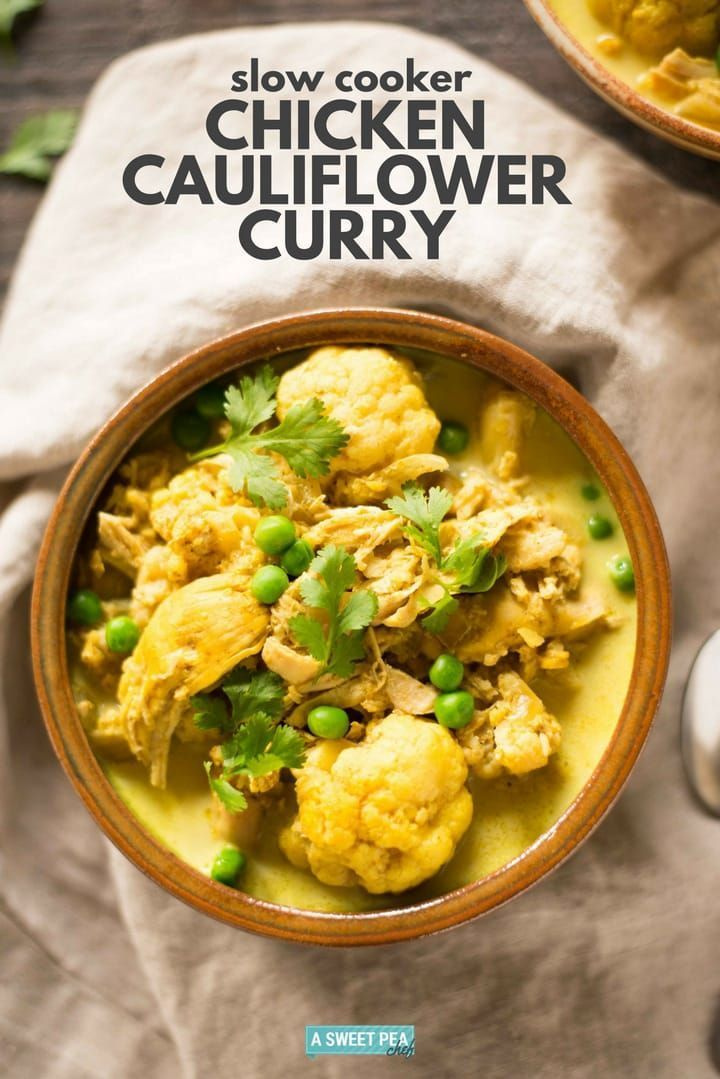 sopas saudáveis ​​de cozimento lento: sopa de frango com couve-flor e curry